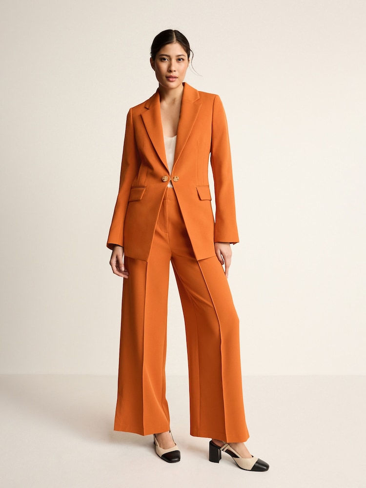Orange - Figurbetonter Edge-to-Edge-Blazer aus Krepp - Bild 2 von 7