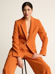 Orange - Figurbetonter Edge-to-Edge-Blazer aus Krepp - Bild 3 von 7
