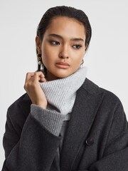 Reiss Grey Lucinda Ribbed Wool Blend Snood - Image 2 of 4