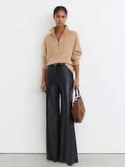 Reiss Camel Saffron Wool-Cashmere Half-Zip Jumper - Image 5 of 7
