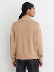 Reiss Camel Saffron Wool-Cashmere Half-Zip Jumper - Image 6 of 7
