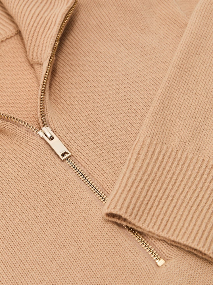 Reiss Camel Saffron Wool-Cashmere Half-Zip Jumper - Image 7 of 7 Reiss Camel Saffron Wool-Cashmere Half-Zip Jumper - Image 7 of 7