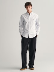 GANT Light Blue Oxford Banker Stripe 100% Cotton Shirt - Image 3 of 9