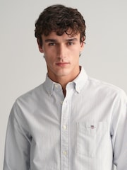 GANT Light Blue Oxford Banker Stripe 100% Cotton Shirt - Image 4 of 9