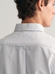 GANT Light Blue Oxford Banker Stripe 100% Cotton Shirt - Image 5 of 9