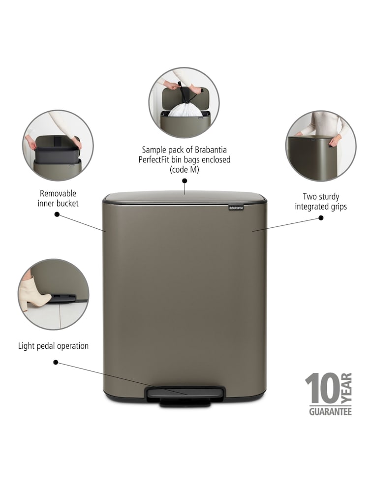 Brabantia Platinum Bo 60L Pedal Bin - Image 6 of 6