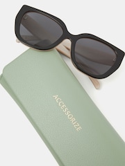 Accessorize Black Acetate Oversized Mono Square Sunglasses - Image 3 of 3