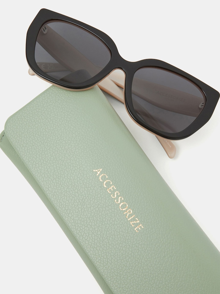 Accessorize Black Acetate Oversized Mono Square Sunglasses - Image 3 of 3