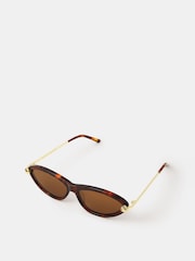 Accessorize Brown Acetate Slim Tort Cat Eye Sunglasses - Image 3 of 3