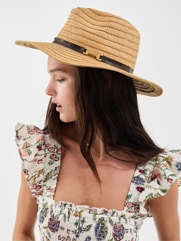 Accessorize Natural Woven Fedora Hat - Image 1 of 3