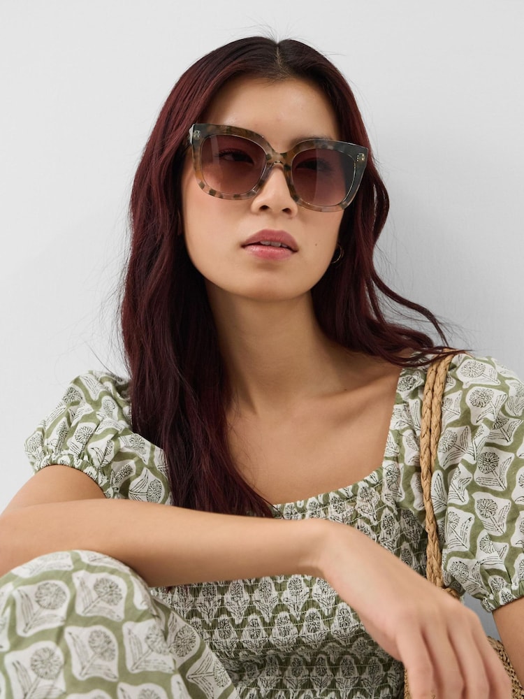 Accessorize Green Acetate Oversized Square Sunglasses - Image 1 of 3 Accessorize Green Acetate Oversized Square Sunglasses - Image 1 of 3