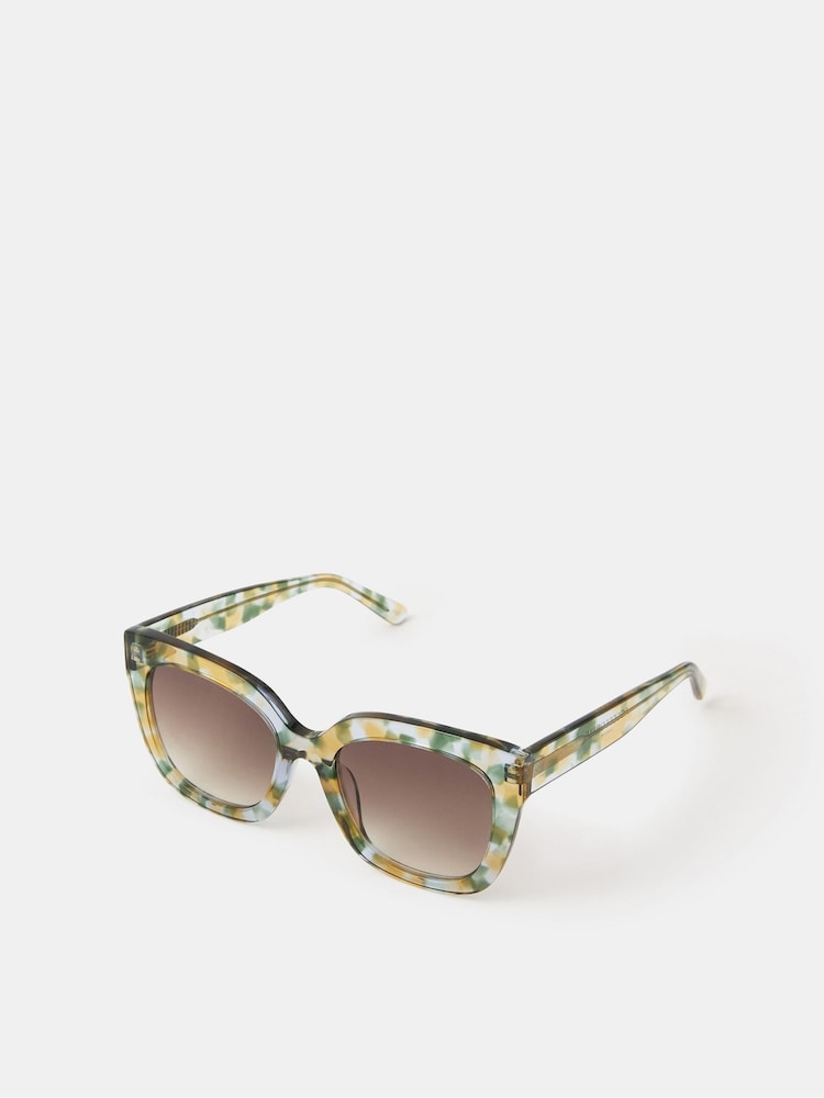 Accessorize Green Acetate Oversized Square Sunglasses - Image 2 of 3 Accessorize Green Acetate Oversized Square Sunglasses - Image 2 of 3