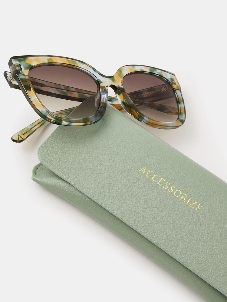 Accessorize Green Acetate Oversized Square Sunglasses - Image 3 of 3 Accessorize Green Acetate Oversized Square Sunglasses - Image 3 of 3