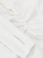 Reiss White Sandrine Cotton-Stretch V-Neck Ruched Top - Image 6 of 6