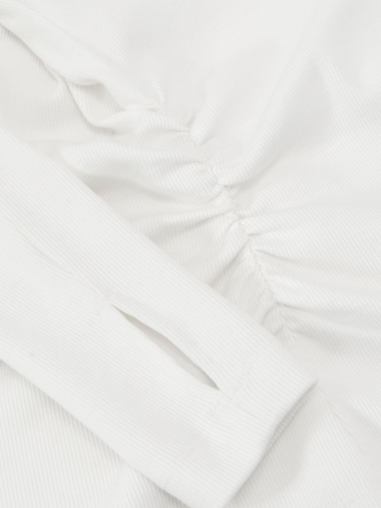 Reiss White Sandrine Cotton-Stretch V-Neck Ruched Top - Image 6 of 6 Reiss White Sandrine Cotton-Stretch V-Neck Ruched Top - Image 6 of 6