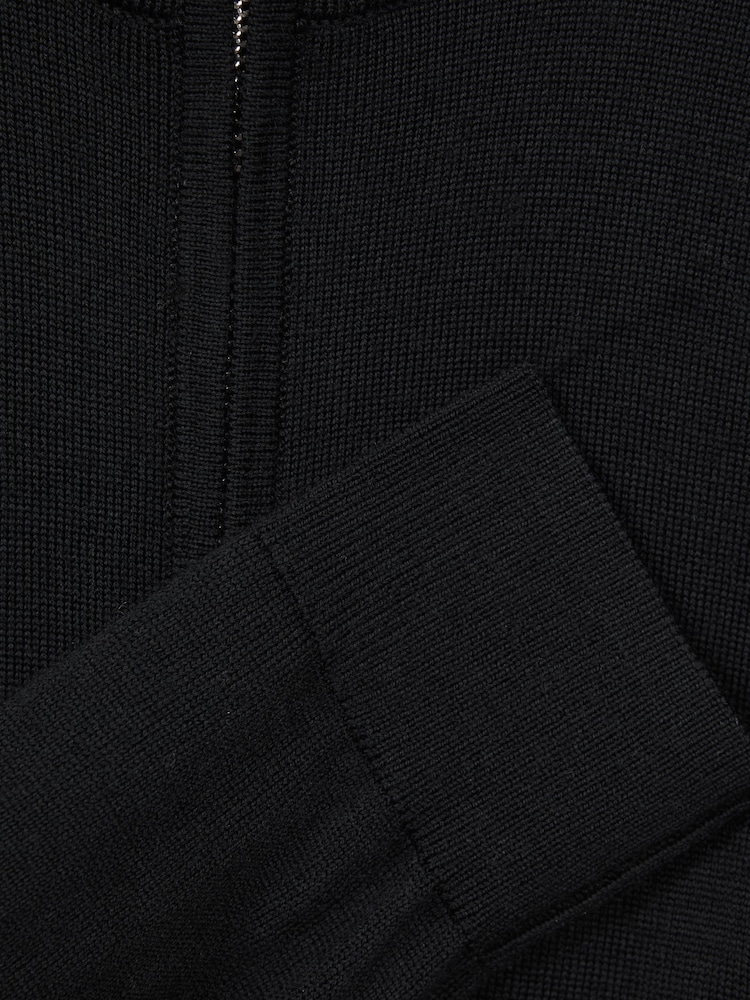 Reiss Black Blackhall Senior Quarter Zip Merino Wool Jumper - Image 7 of 7