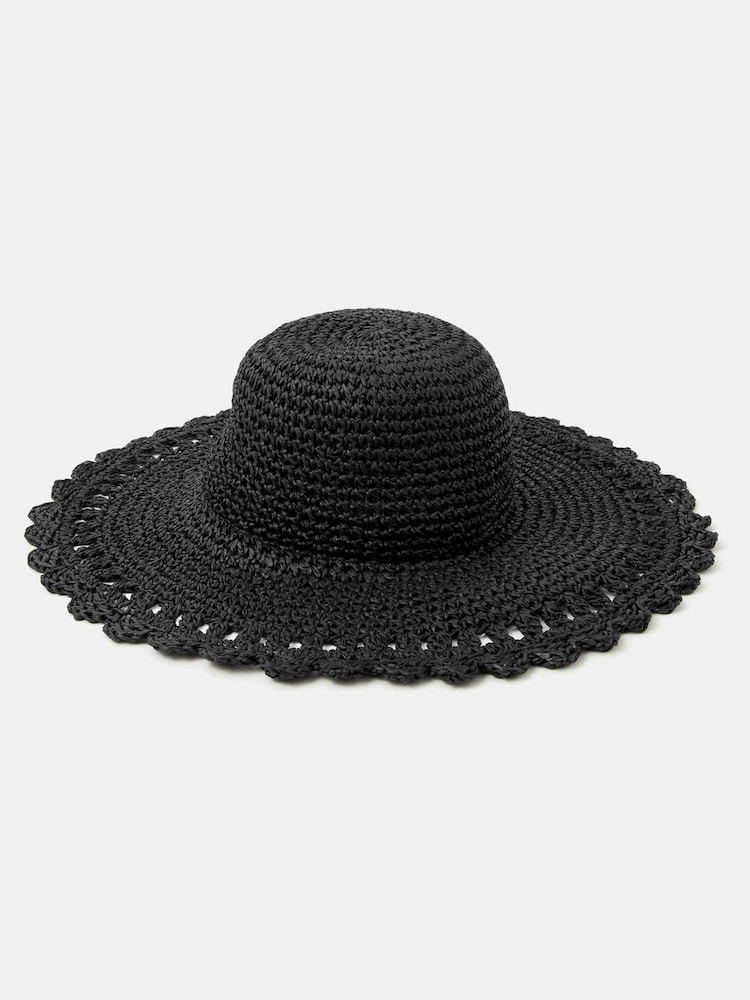 Accessorize Black Crochet Floppy Hat - Image 2 of 2