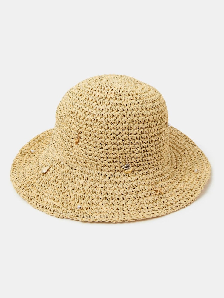 Accessorize Natural Charm Straw Bucket Hat - Image 2 of 2 Accessorize Natural Charm Straw Bucket Hat - Image 2 of 2
