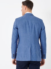 Crew Clothing Company Mid Blue Linen Classic Blazer - Image 2 of 4
