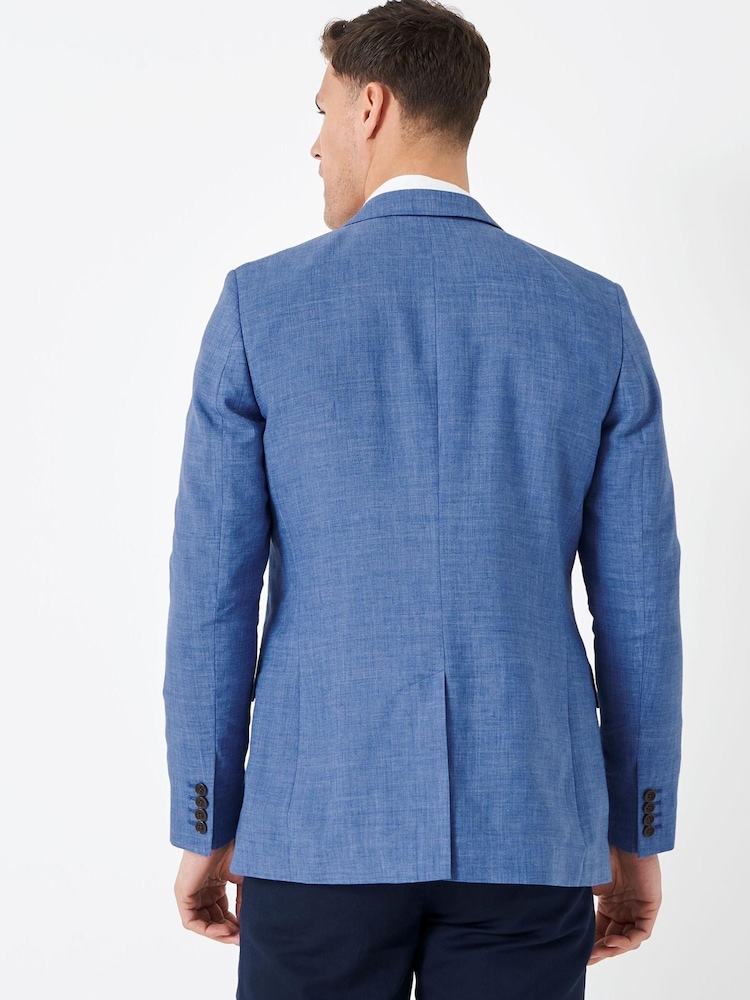 Crew Clothing Company Mid Blue Linen Classic Blazer - Image 2 of 4