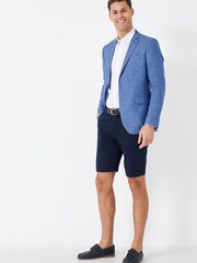 Crew Clothing Company Mid Blue Linen Classic Blazer - Image 3 of 4