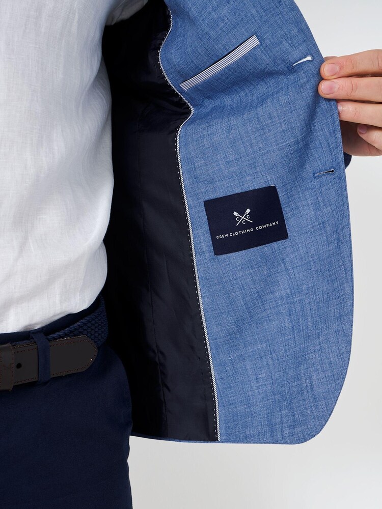 Crew Clothing Company Mid Blue Linen Classic Blazer - Image 4 of 4