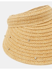 Accessorize Natural Diamanté Woven Sun Visor Hat - Image 3 of 3