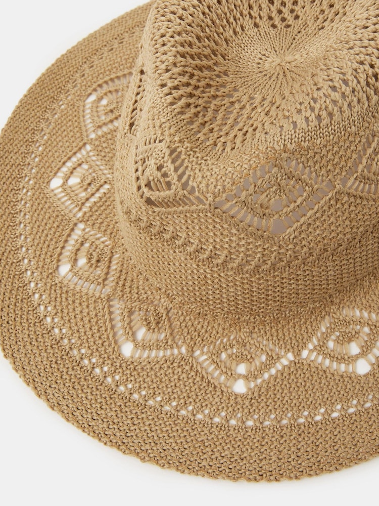 Accessorize Natural Woven Fedora Hat - Image 3 of 3