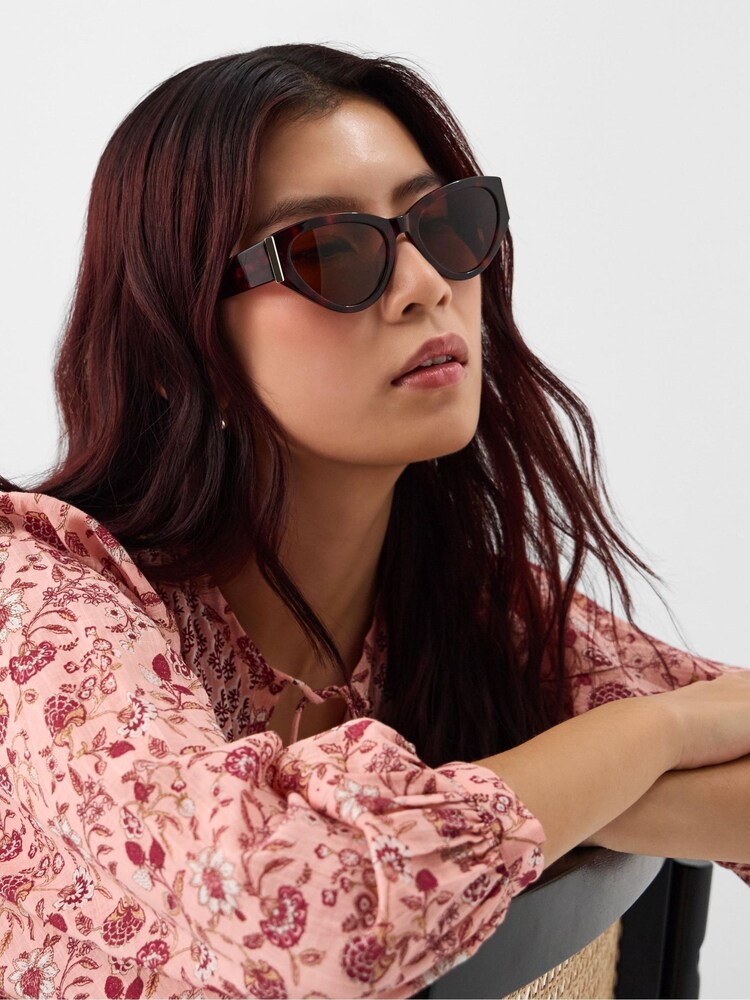 Accessorize Brown Acetate Tort Cat Eye Sunglasses - Image 1 of 3 Accessorize Brown Acetate Tort Cat Eye Sunglasses - Image 1 of 3