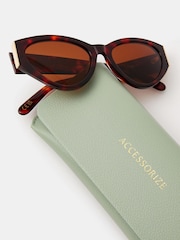 Accessorize Brown Acetate Tort Cat Eye Sunglasses - Image 3 of 3