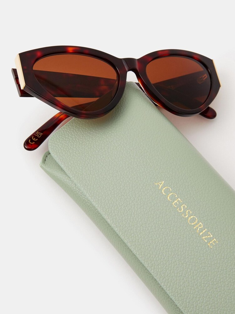 Accessorize Brown Acetate Tort Cat Eye Sunglasses - Image 3 of 3 Accessorize Brown Acetate Tort Cat Eye Sunglasses - Image 3 of 3