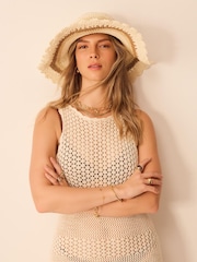 Accessorize Natural Crochet Floppy Hat - Image 1 of 3
