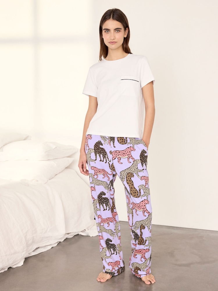 Ensemble pyjama long Chelsea Peers à imprimé léopard étoilé - Image 1 sur 6 Ensemble pyjama long Chelsea Peers à imprimé léopard étoilé - Image 1 sur 6