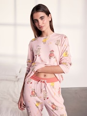 Chelsea Peers Pink Celestial Bear Print Long Pyjamas Set - Image 3 of 6