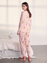 Chelsea Peers Pink Celestial Bear Print Long Pyjamas Set - Image 4 of 6