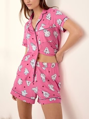 Chelsea Peers Pink Halloween Ghost Print Short Pyjamas Set - Image 3 of 5