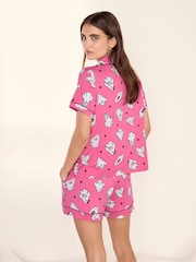Chelsea Peers Pink Halloween Ghost Print Short Pyjamas Set - Image 4 of 5