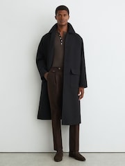 Reiss Chocolate Brown Dimmock Cotton-Blend Moleskin Tapered Trousers - Image 1 of 6