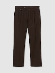 Reiss Chocolate Brown Dimmock Cotton-Blend Moleskin Tapered Trousers - Image 2 of 6
