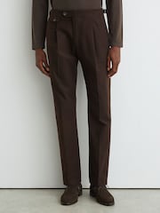 Reiss Chocolate Brown Dimmock Cotton-Blend Moleskin Tapered Trousers - Image 3 of 6