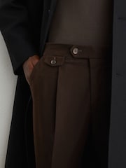 Reiss Chocolate Brown Dimmock Cotton-Blend Moleskin Tapered Trousers - Image 4 of 6