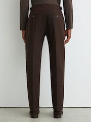 Reiss Chocolate Brown Dimmock Cotton-Blend Moleskin Tapered Trousers - Image 5 of 6