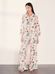 Chelsea Peers Natural Bohemian Leopard Print Long Pyjamas Set - Image 1 of 5