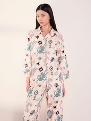 Chelsea Peers Natural Bohemian Leopard Print Long Pyjamas Set - Image 2 of 5