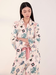 Chelsea Peers Natural Bohemian Leopard Print Long Pyjamas Set - Image 5 of 5