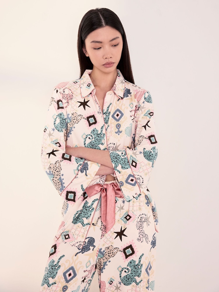 Chelsea Peers Natural Bohemian Leopard Print Long Pyjamas Set - Image 5 of 5 Chelsea Peers Natural Bohemian Leopard Print Long Pyjamas Set - Image 5 of 5