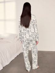 Chelsea Peers White Cotton Safari Stamp Print Long Pyjamas Set - Image 2 of 6
