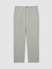 Reiss Soft Grey Chain Wool-Blend Relaxed-Fit Trousers - Image 2 of 6