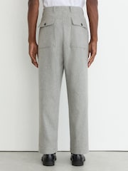 Reiss Soft Grey Chain Wool-Blend Relaxed-Fit Trousers - Image 5 of 6