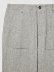 Reiss Soft Grey Chain Wool-Blend Relaxed-Fit Trousers - Image 6 of 6